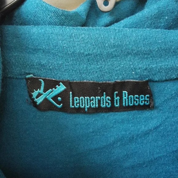 LEOPARDS & Roses Teal Dress with Unique Pattern - Picture 3 of 6